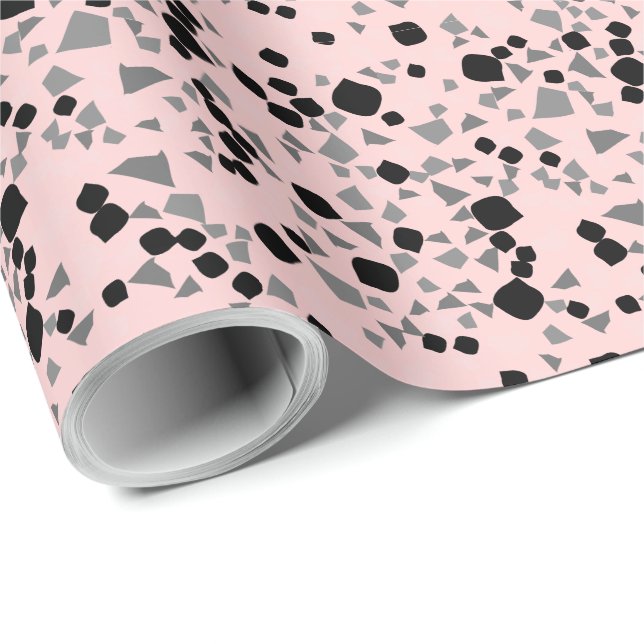 Papel de embrulho de Terrazzo Rosa Simples Moderno (Ponta do rolo)
