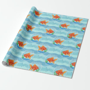 Papel de Embrulho de Tigela de Peixinhos Dourados