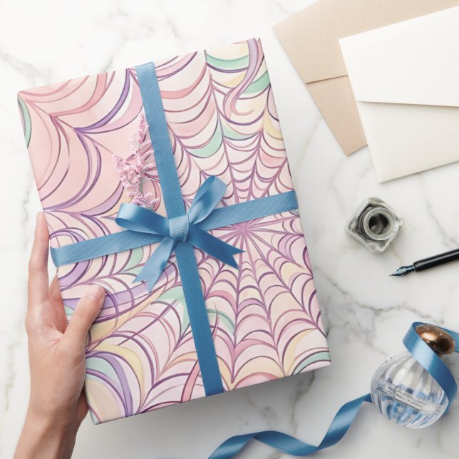 Papel de embrulho de tinta pastel com teia de aran (Presentear)