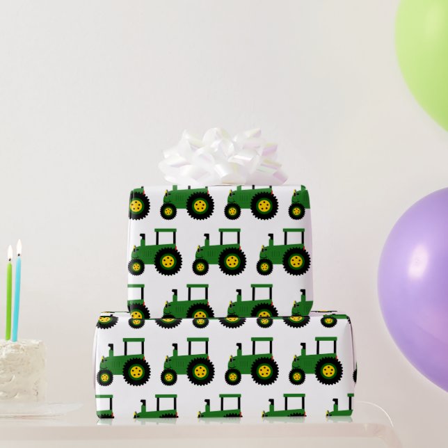 Papel de embrulho de trator verde (Presentes para festas)