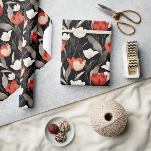 Papel de embrulho de tulipa de outono fofo