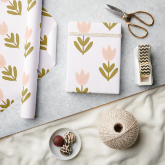Papel de embrulho de tulipa rosa minimalista