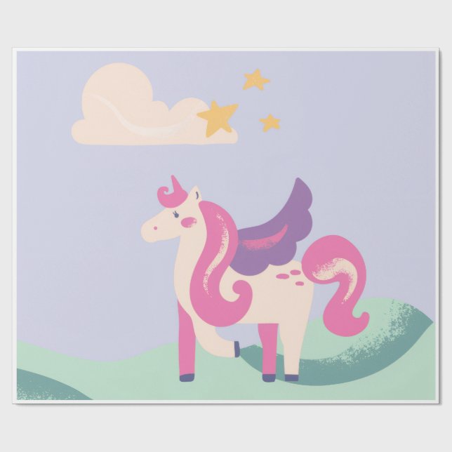 Papel de embrulho de unicórnio pastel fofo – Anive (Aberto)