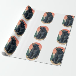Papel de embrulho de urso de arte popular rústica