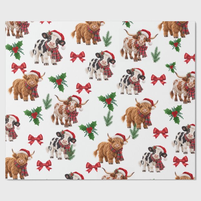 Papel de embrulho de vacas de Natal (Aberto)