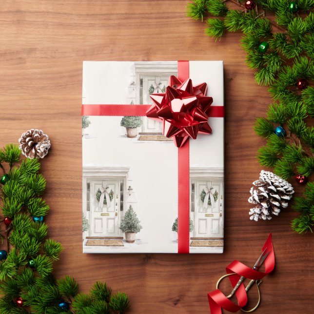 Papel de embrulho de verde para porta de Natal (Presente de Natal)