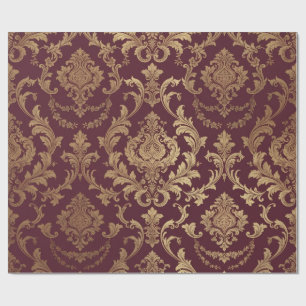 Papel de embrulho de vinho Borgonha e dourado Barr
