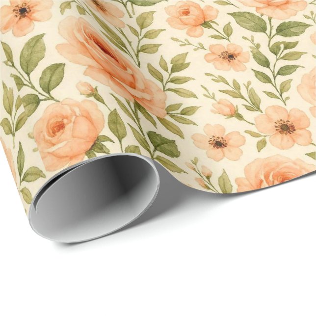 Papel de embrulho de vintagem floral. (Ponta do rolo)