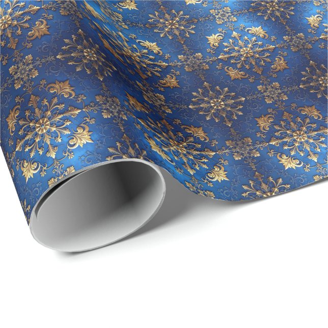 Papel de embrulho decorativo azul para feriado (Ponta do rolo)