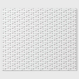 Papel de embrulho desenhado à mão com gato e fio m