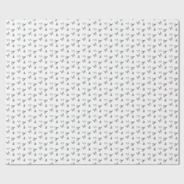 Papel de embrulho desenhado à mão com gato e fio m (Aberto)