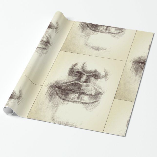 Papel de embrulho Desenho a lápis de Lábios e Nari (Desenrolado)