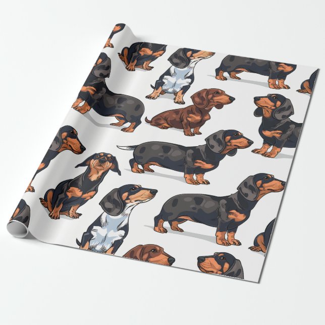 Papel de embrulho Desfile de Dachshund (Desenrolado)