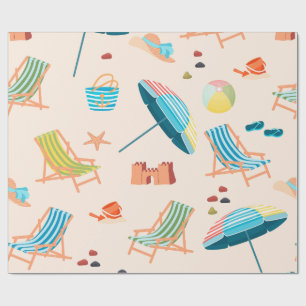 Papel de embrulho Dia de Praia de Verão Retro - Ca