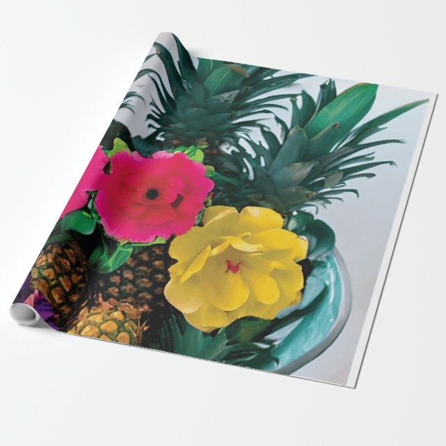 Papel de embrulho digital com destaque de Abacaxi (Desenrolado)