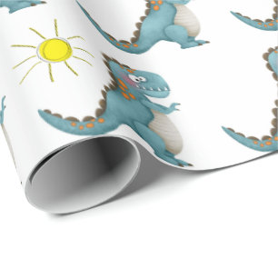Papel de embrulho - Dino Azul