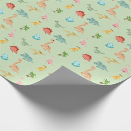 Papel de embrulho Dinosaur Friends – Verde Sage