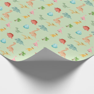 Papel de embrulho Dinosaur Friends – Verde Sage
