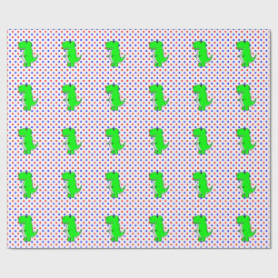 Papel de embrulho Dinossauro Verde Pontos Vermelho