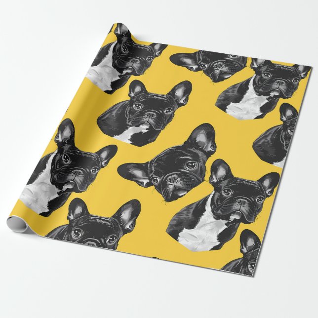 Papel de embrulho divertido do Bulldogue Francês (Desenrolado)