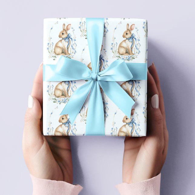 Papel de embrulho do coelho da Páscoa em azul past (Criador carregado)