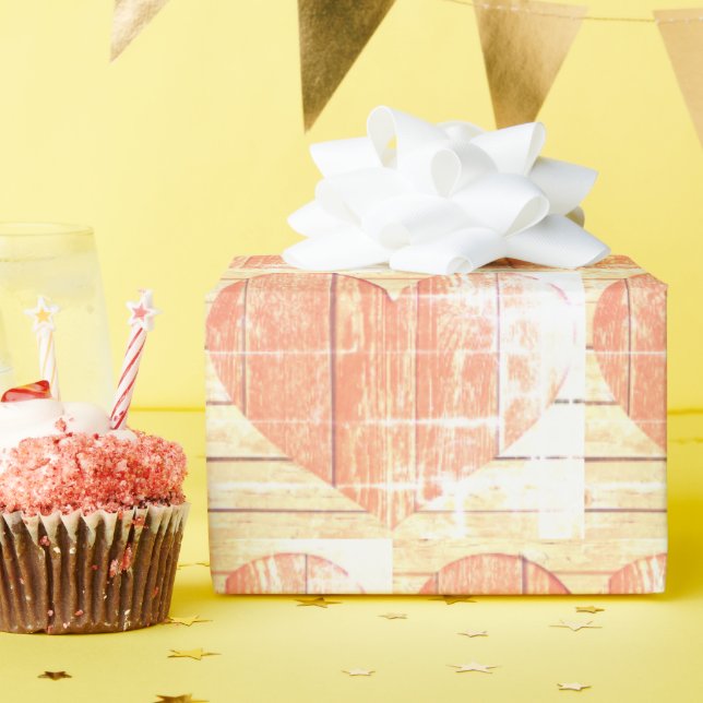 papel de embrulho do coração rústico moderno (Festa de aniversário)