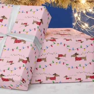 Papel de embrulho do Dachshund roubando as luzes d