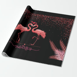 Papel de embrulho do Dia dos Namorados Flamingo Ro