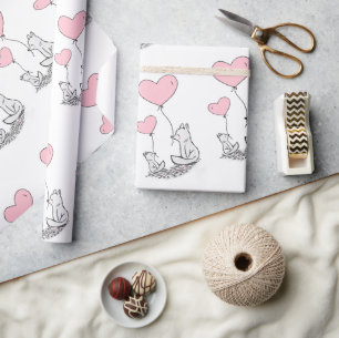 Papel de embrulho do Dia dos Namorados Foxy Pink C