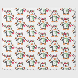 Papel de embrulho do Dia dos Namorados Pinguim Pei
