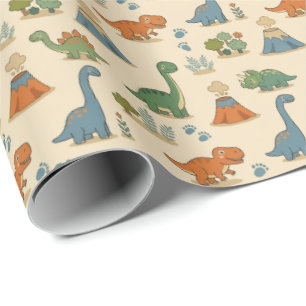 Papel de embrulho do dinossauro fofo
