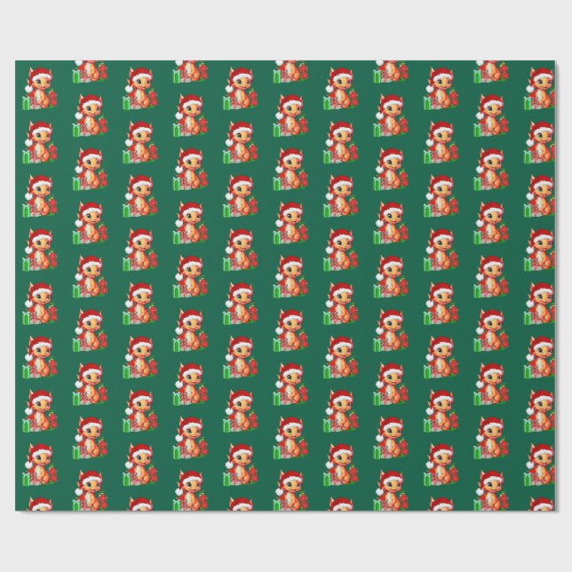 Papel de embrulho do Dragão de Natal (Aberto)