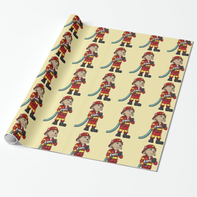 Papel de embrulho do gato bombeiro (Desenrolado)