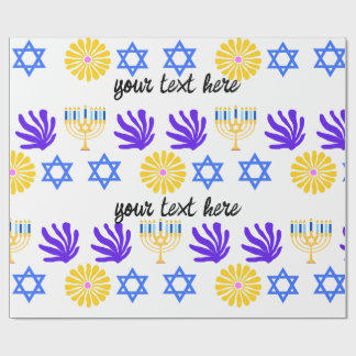 Papel de embrulho do Hanukkah – Menorá, Estrela de