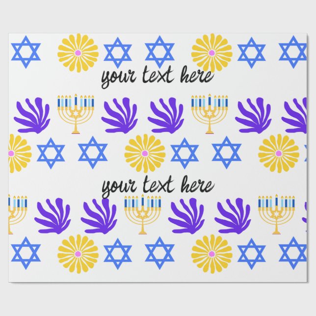 Papel de embrulho do Hanukkah – Menorá, Estrela de (Aberto)