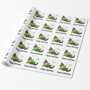 Papel de embrulho do Leprechaun do aniversário do