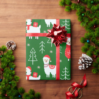 Papel de embrulho do lhama de Natal