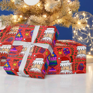 Papel de embrulho do Papai Noel Alegre