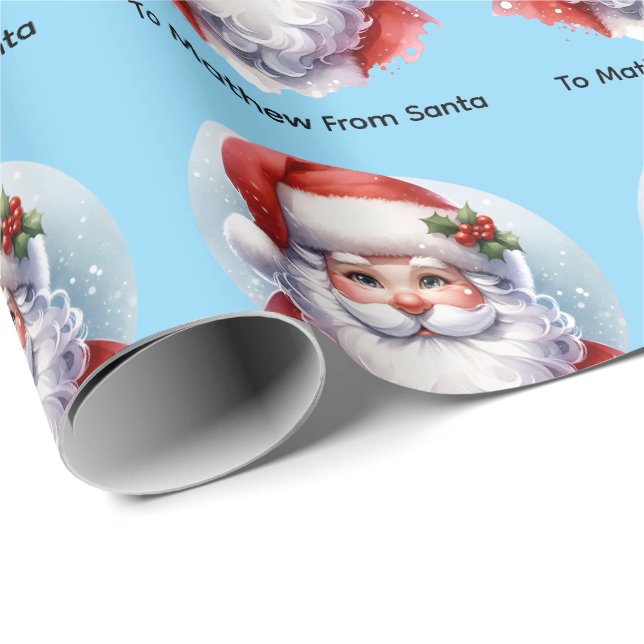 Papel de embrulho do Papai Noel com nome personali (Ponta do rolo)