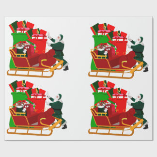 Papel de embrulho do Papai Noel embalando seu tren