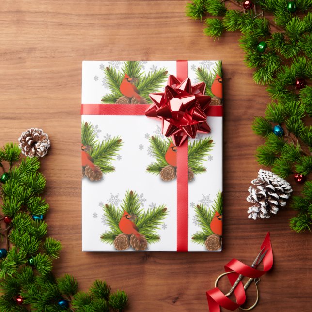 Papel de embrulho do pássaro cardinal de Natal (Presente de Natal)