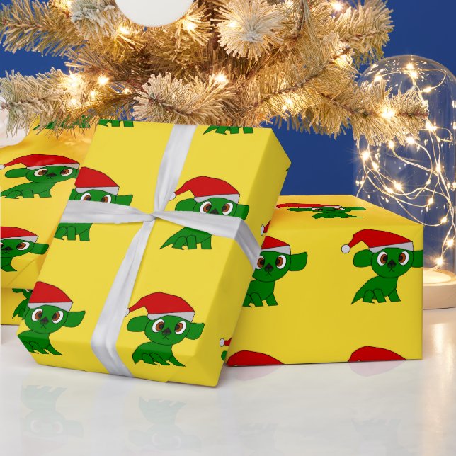 Papel de embrulho do Pequeno Dragão de Natal (Feriados)