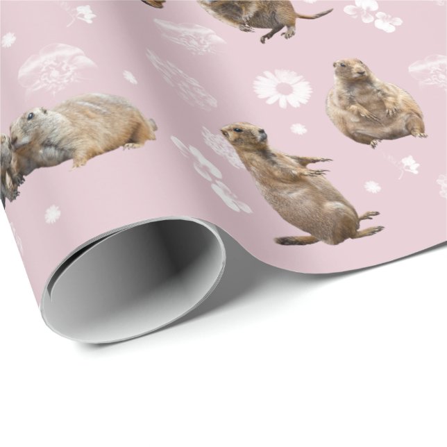 Papel de embrulho do Prairie Dog Party (rosa poeir (Ponta do rolo)