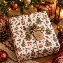 Papel de embrulho do quebra-nozes de Natal vintage