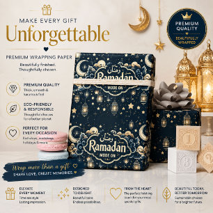 Papel de embrulho do Ramadão com Lua e Lanternas