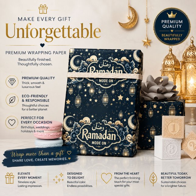 Papel de embrulho do Ramadão com Lua e Lanternas (Criador carregado)