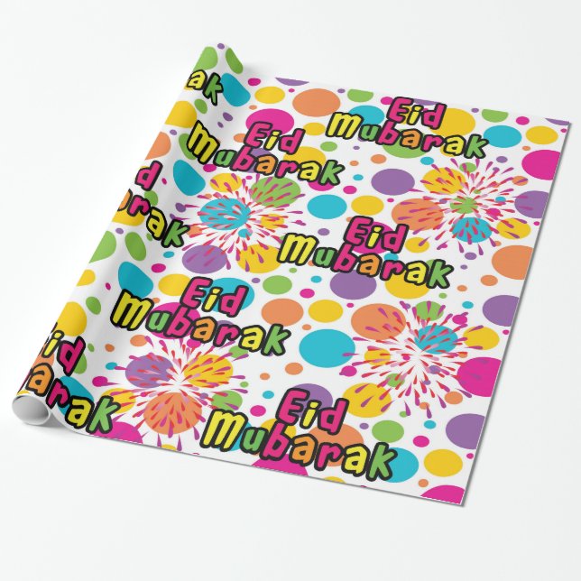 Papel de embrulho do respingo de Eid Mubarak (Desenrolado)