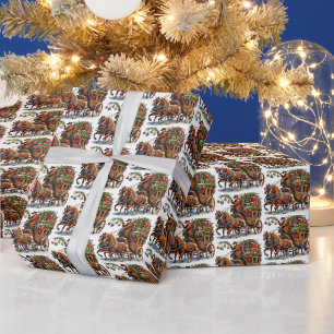 Papel de embrulho do stage coach do Natal Country