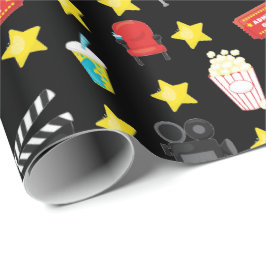 Papel de embrulho do tema da noite de cinema