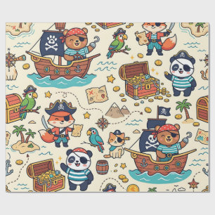 Papel de embrulho do tesouro do navio pirata